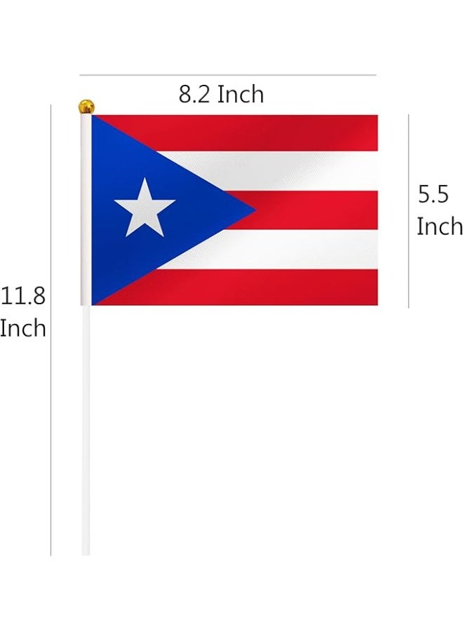 Puerto Rico Flag A5 Size Handheld – Fabric Country Flag with Stick – Red, White & Blue – Pack of 5 - Image 3